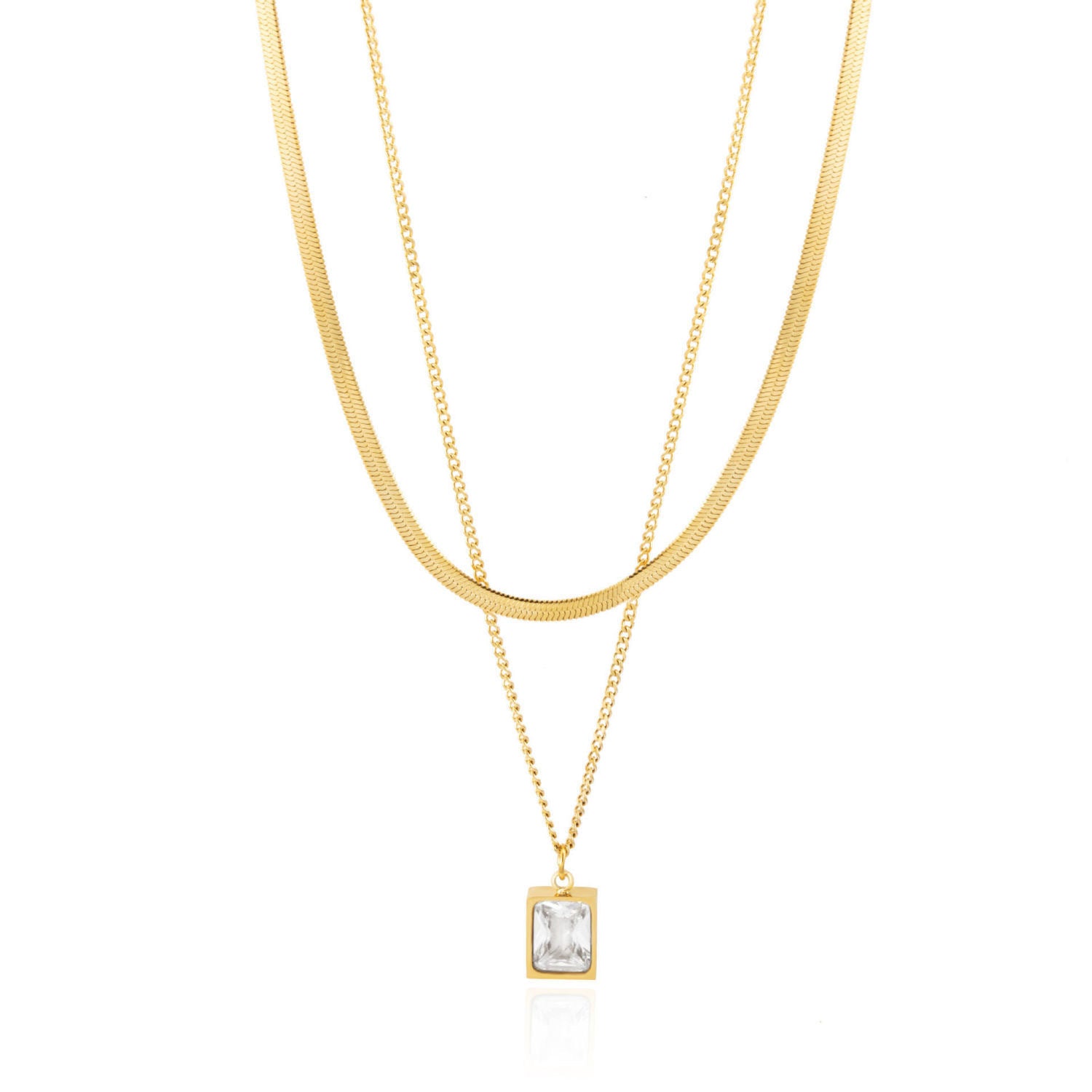 Rectangle Layered Necklace