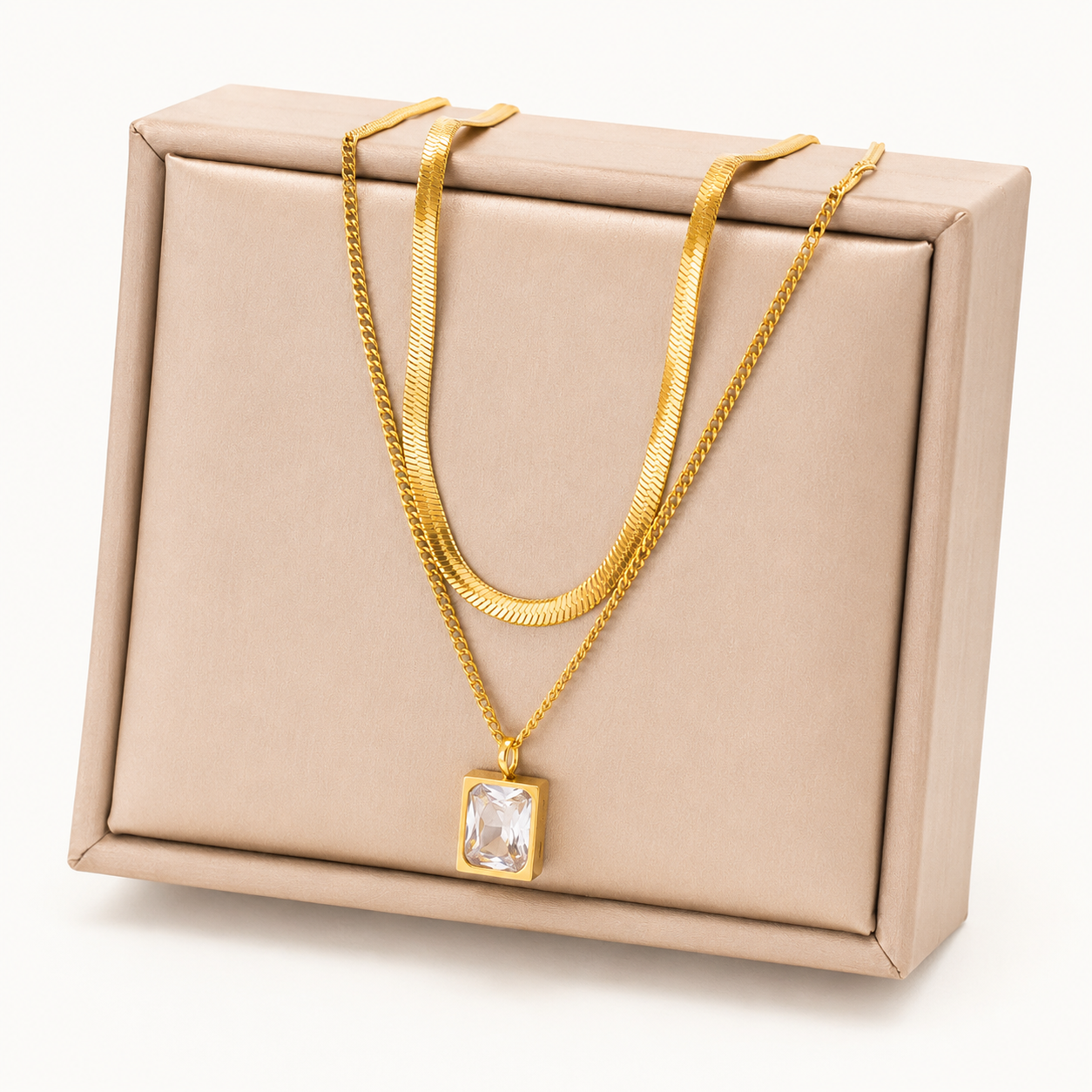Rectangle Layered Necklace