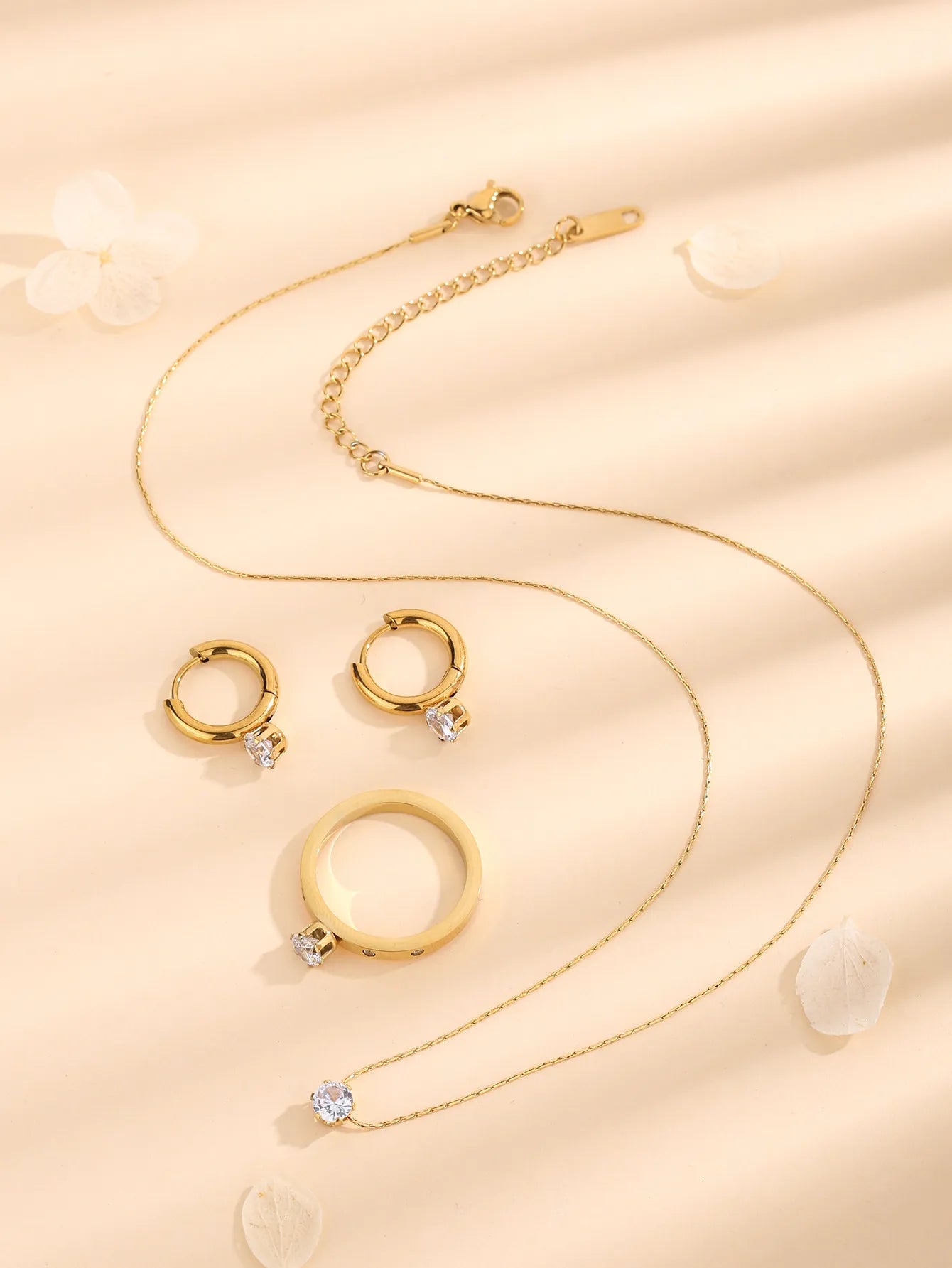 Waterproof Pendant Set with Ring & Earrings
