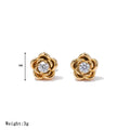 HiranyaVarna Bloom Stud Earrings in 18K Gold PVD and Silver — 8mm floral studs with Premium Cubic Zirconia, waterproof and hypoallergenic
