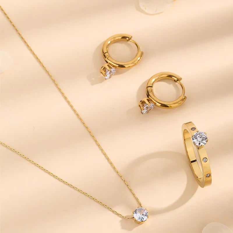 Waterproof Pendant Set with Ring & Earrings