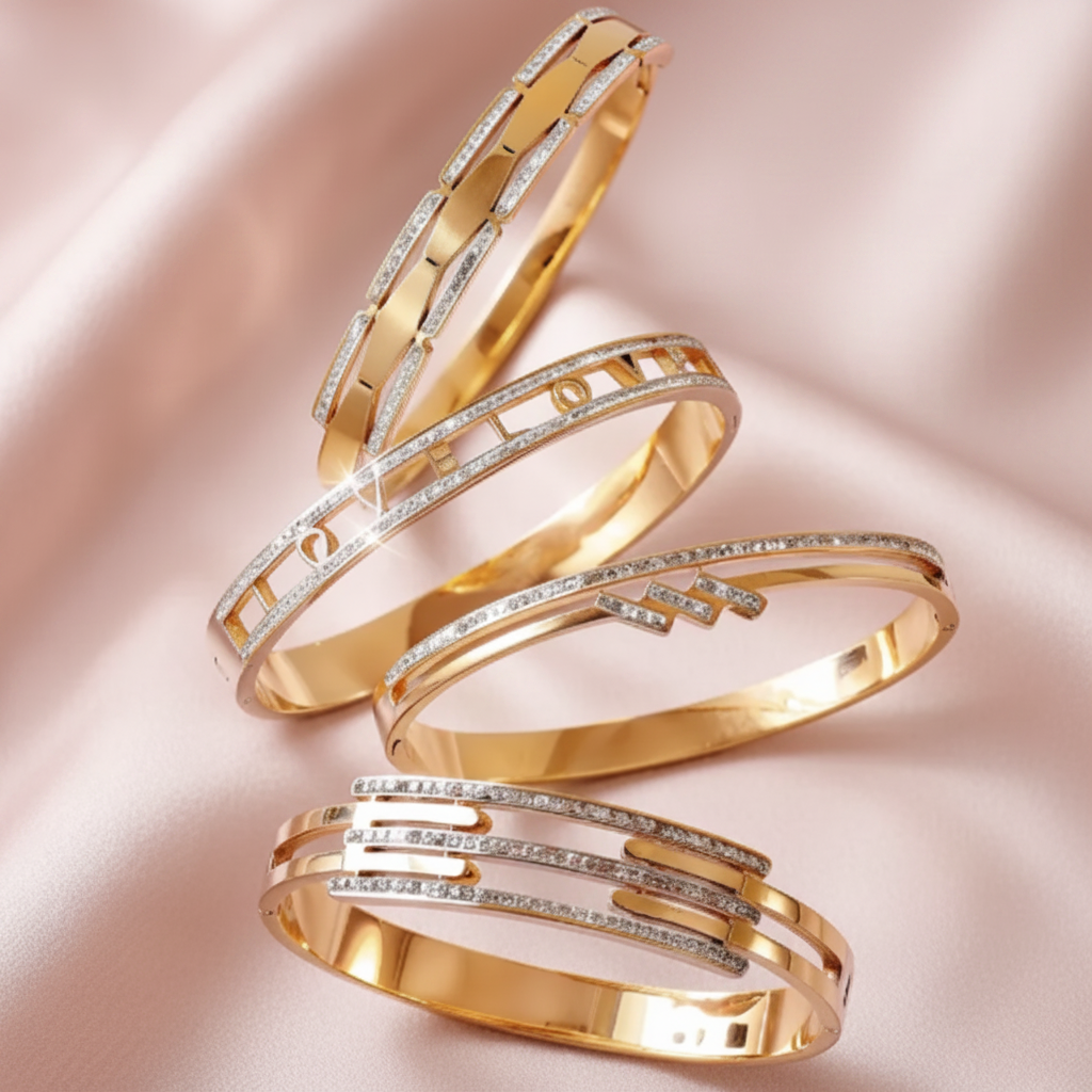 Gold Bangles Blush Background