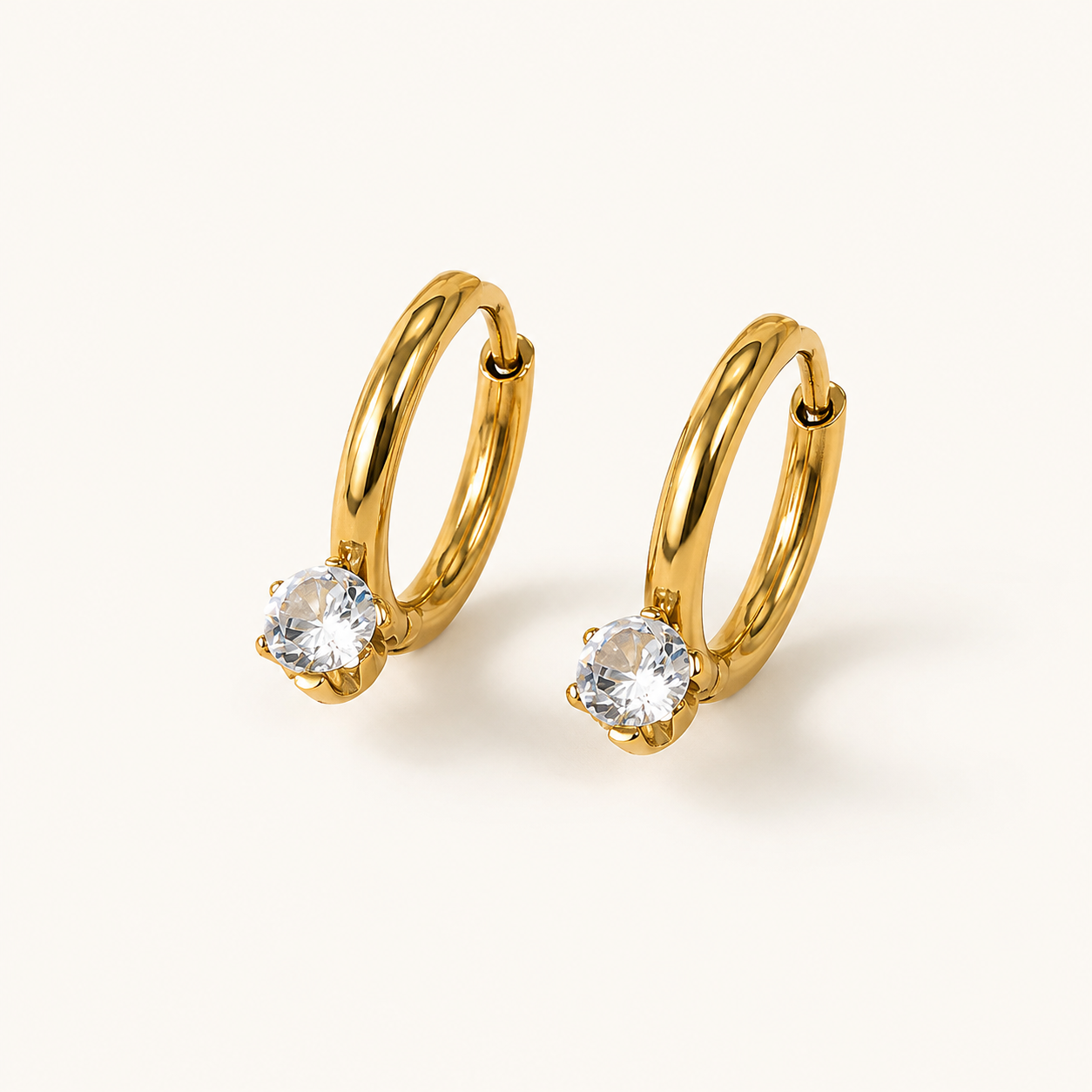 Diamond Hoop Earrings 18K Gold - Product Shot